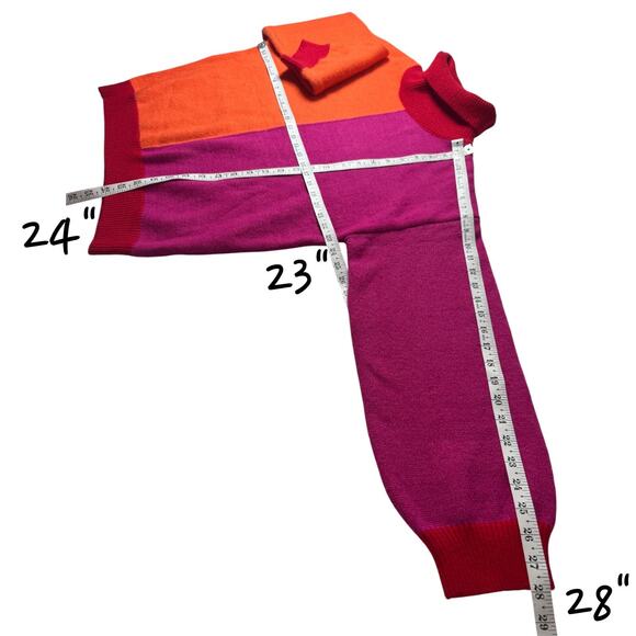 Colorblock Pink Orange Turtleneck Sweater Disco Neon Dopamine Glam Rock Women L - Picture 6 of 10